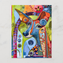 Postal Fun pop-art dog portrait with bright colors.