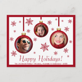 Postal Fun Red Baubles & Snowflakes