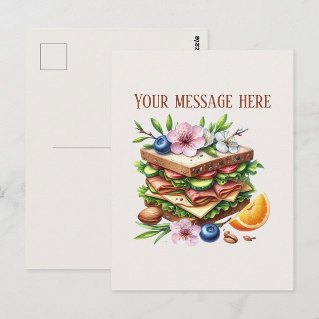 Postal Fun sandwich shop add message business name (Anverso / Reverso)