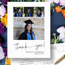 Postal Fun Script Modern 4 Photo Graduation Gracias