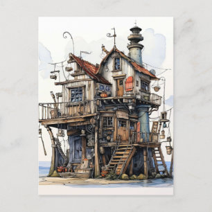 Postal Fun Seaside Shack Art