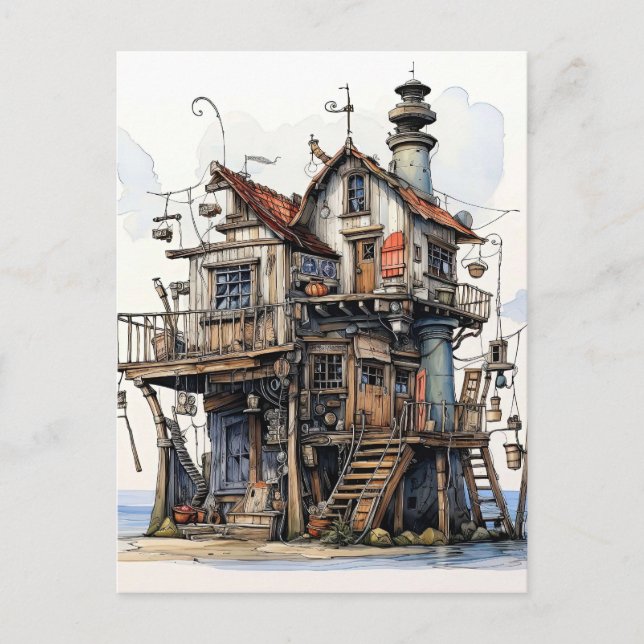 Postal Fun Seaside Shack Art (Anverso)