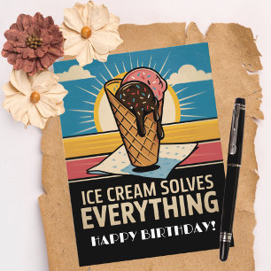 Postal Fun Vintage Retro Helado Cono, Cumpleaños