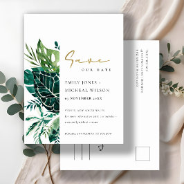 Postal Funa Tropical Monstera Green Leafy Save The Date