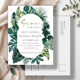 Postal Funa Tropical Monstera Green Leafy Save The Date
