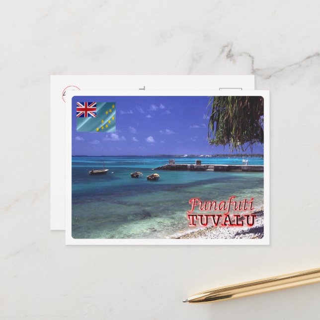 Postal Funafuti - Tuvalu - Vista al Mar - (Anverso/Reverso In Situ)