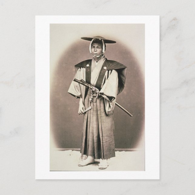 Postal Funcionario de la Corte Japonesa para Samurai, año (Anverso)