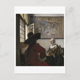 Postal Funcionario y Chica de la risa de Johannes Vermeer