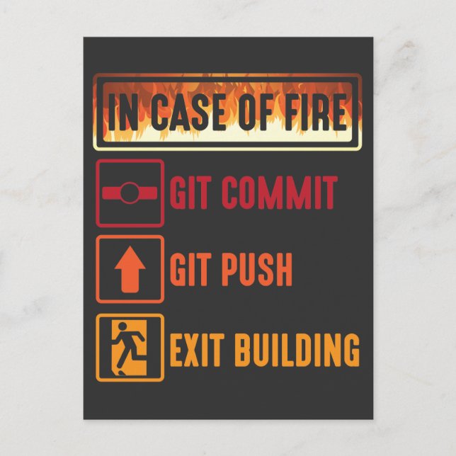 Postal Funda de Fire git commit git push Coding Programad (Anverso)