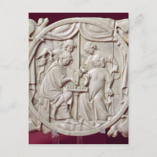 Postal Funda espejo que representa un juego de ajedrez, c