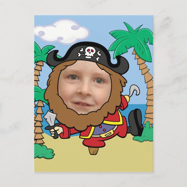Postal Fundadosa plantilla Pirata Cut Out Face (Anverso)