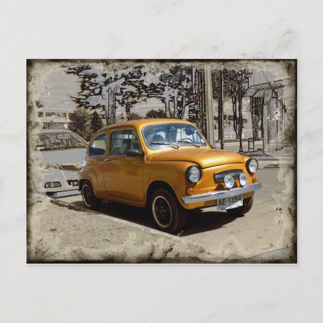 Postal Fundido coche dorado (Anverso)