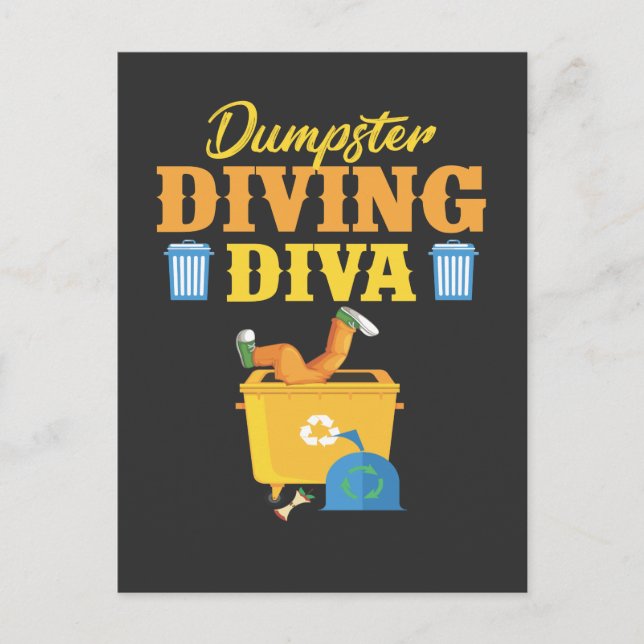 Postal Fundido Dumpster Buceo Diva Trash Lover (Anverso)