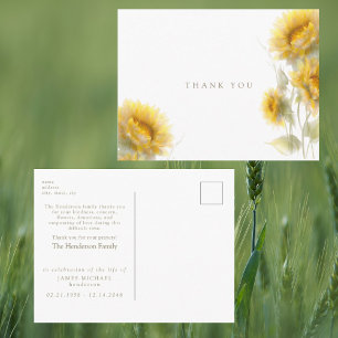 Postal Funeral de Girasoles Agradecimiento Personalizado