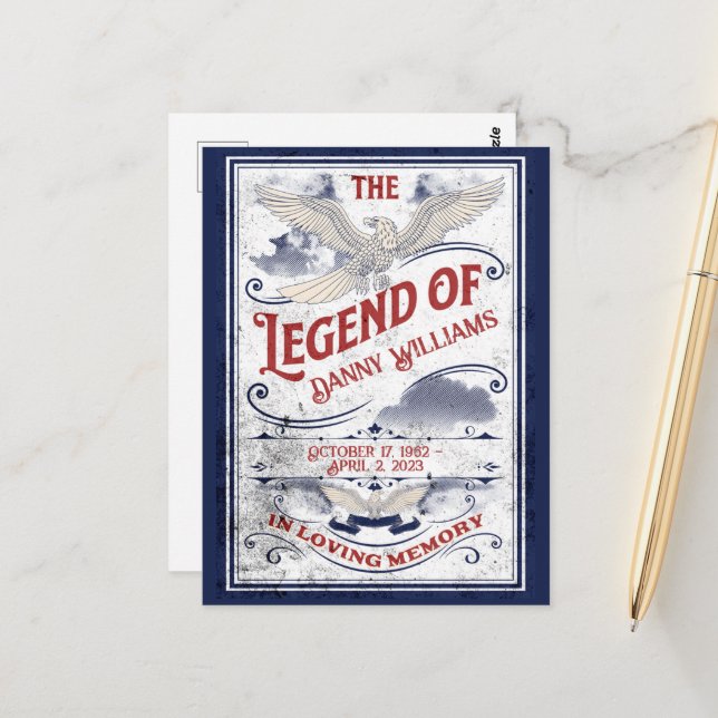 Postal Funeral de Veterano Patriótico en Memoria Amorosa (Anverso/Reverso In Situ)