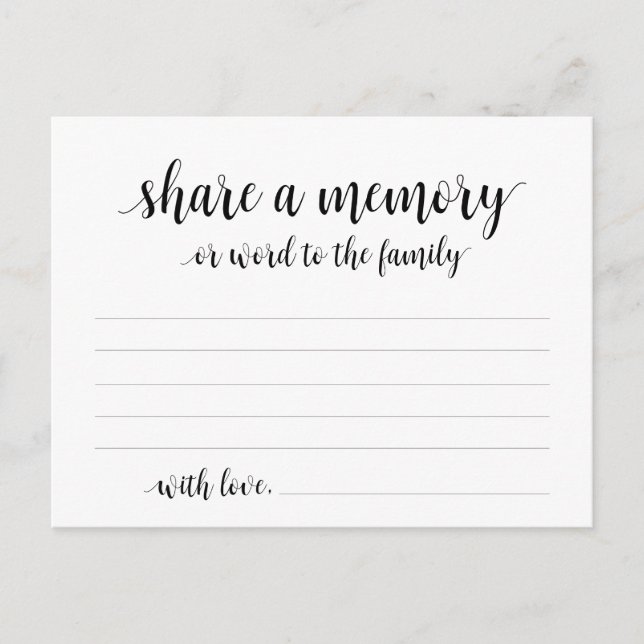 Postal Funeral Service, Black Script, Share a Memory Card (Anverso)