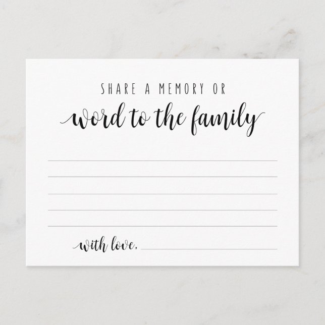 Postal Funeral Service, Black Script, Share a Memory Card (Anverso)