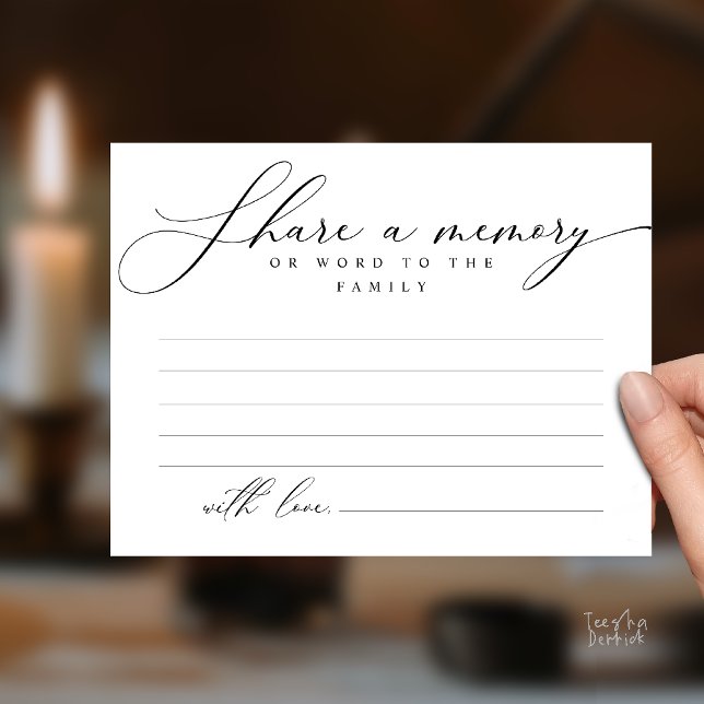 Postal Funeral Service, Share a memory, Sympathy Card (Funeral Service, Share a memory, Sympathy Card, or word to family, Condolence card in Black White)