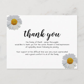 Postal Funeral Sympathy Thank you Card