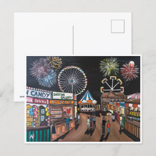 Postal Funfair en la pintura nocturna de Alfred Fox