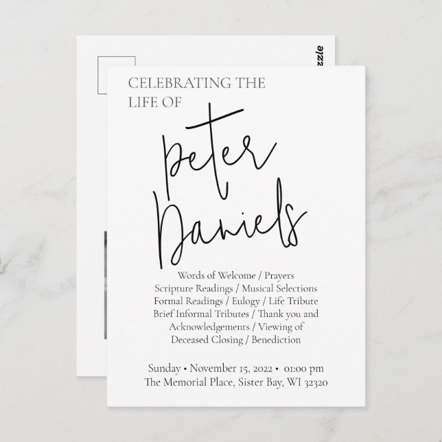 Postal funicular con foto de escritura blanca y ne (Anverso / Reverso)