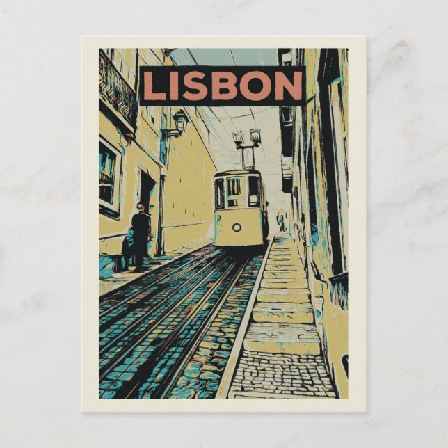 Postal Funicular Do Lavra en Lisboa Portugal (Anverso)