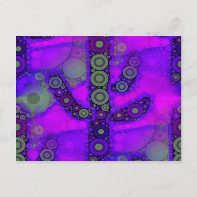 Postal Funky Blue Purple Saguaro Cactus Mosaic (Anverso)