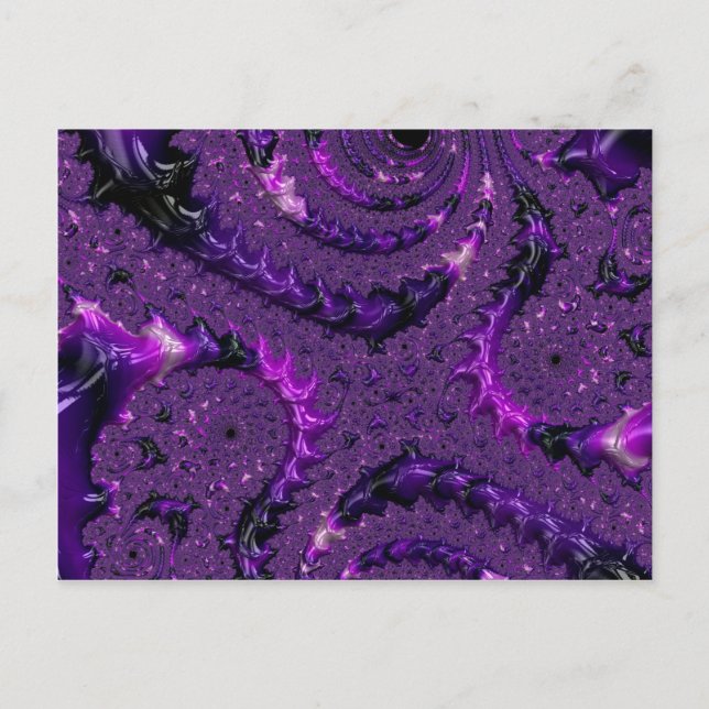 Postal Funky Bold Boho Púrpura Digital Abstracto Fractal (Anverso)