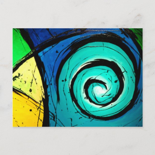 Postal Funky Bright Swirls Resumen Pintura de Arte (Anverso)
