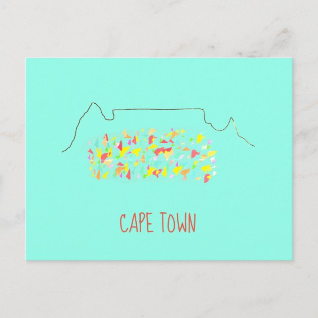 Postal Funky Ciudad del Cabo ZA Table Mountain Colorous (Anverso)