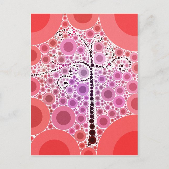 Postal Funky Colorful Scroll Tree Circles Bubbles Pop Art (Anverso)
