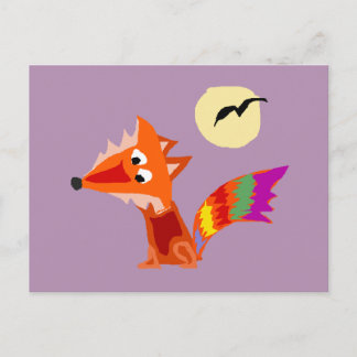 Postal Funky Colorous Red Fox Art Design