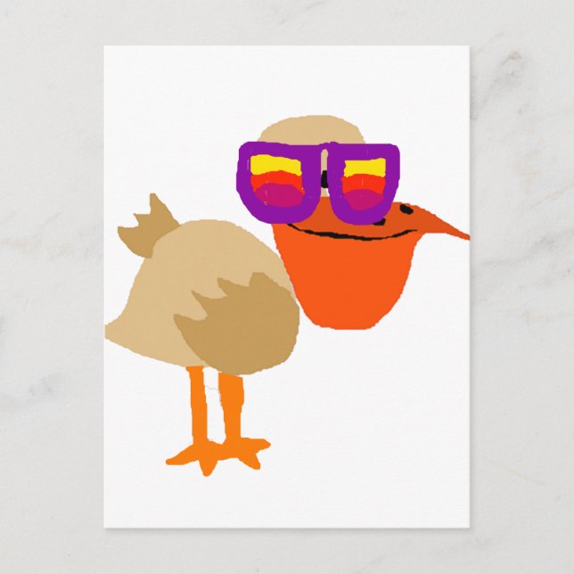 Postal Funky Pelican con gafas de sol (Anverso)
