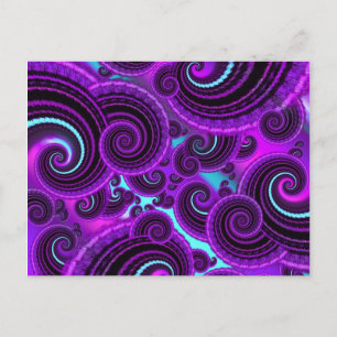Postal Funky Púrpura Swirl Fractal Art Pattern