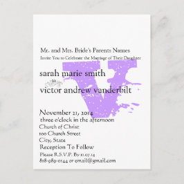 Postal Funky Resumen Boda morado monograma moderno
