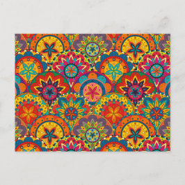 Postal Funky Retro Colorido Patrón de Mandala