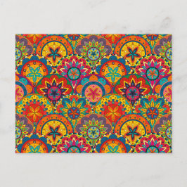 Postal Funky Retro Colorido Patrón de Mandala