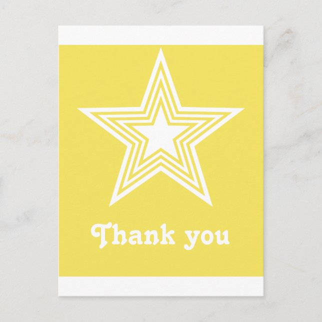 Postal Funky Star Sweet 16 Flat Gracias Notecard Yellow (Anverso)