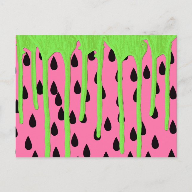 Postal Funky Watermelon Neon Green Paint Drips (Anverso)