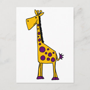 Postal Funky Yellow and Purple Giraffe Personalizado