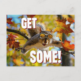Postal Funny Action Squirrel Postcard "Get some"
