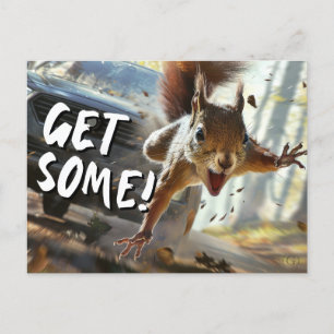 Postal Funny Action Squirrel Postcard "Get some"
