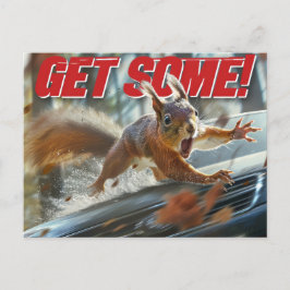 Postal Funny Action Squirrel Postcard "Get some"