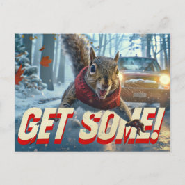 Postal Funny Action Squirrel Postcard "Get some"