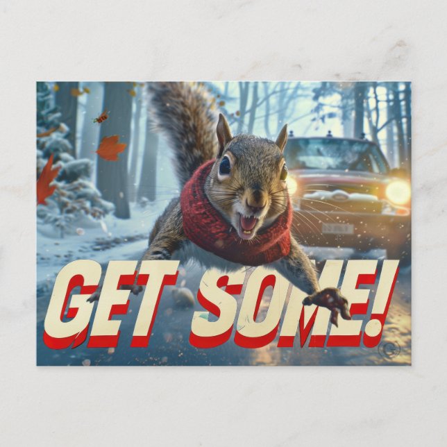 Postal Funny Action Squirrel Postcard "Get some" (Anverso)