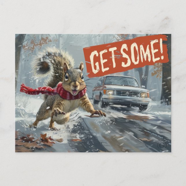 Postal Funny Action Squirrel Postcard "Get some" (Anverso)