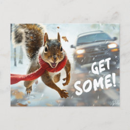 Postal Funny Action Squirrel Postcard "Get some"