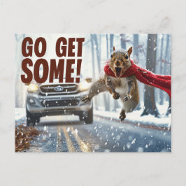 Postal Funny Action Squirrel Postcard "Get some"
