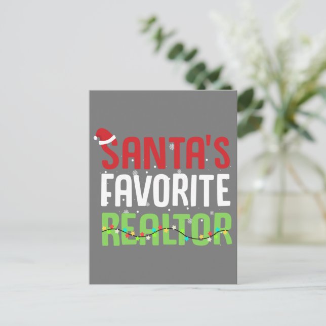 Postal Funny Agente de bienes raíces favorito de Santa Cl (Anverso de pie)