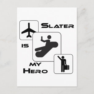Postal Funny Airline T-shirt Slater es mi héroe